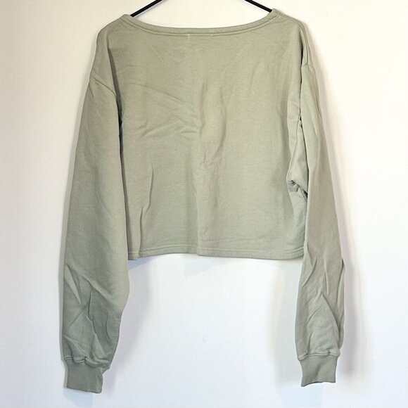 NWT Good American Essentials Green Collarless Half Zip Sweatshirt - Size 2 (M) - Picture 7 of 8